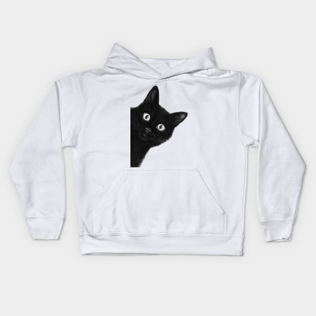 Black cat Kids Hoodie by kodamorkovkart